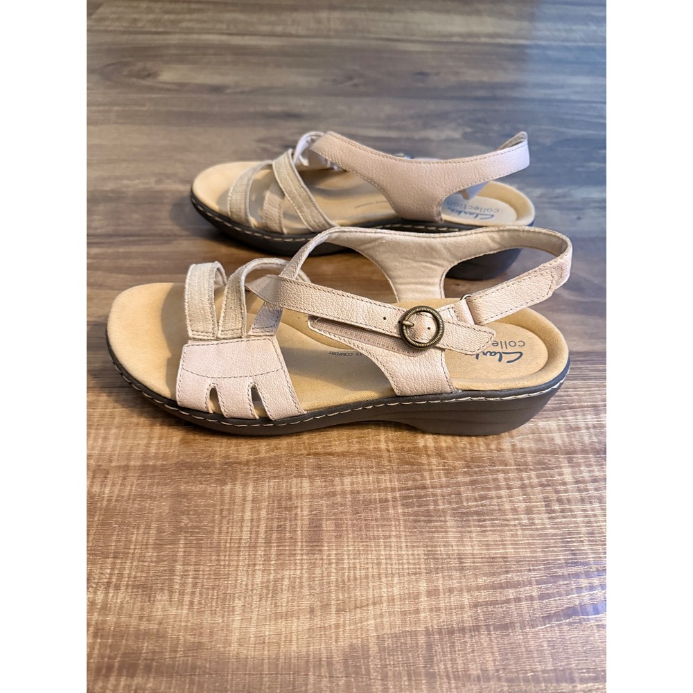 Clarks Collection Adjustable Leather Sandals Merliah Bonita Sand Sz 9.5W - Picture 3 of 7
